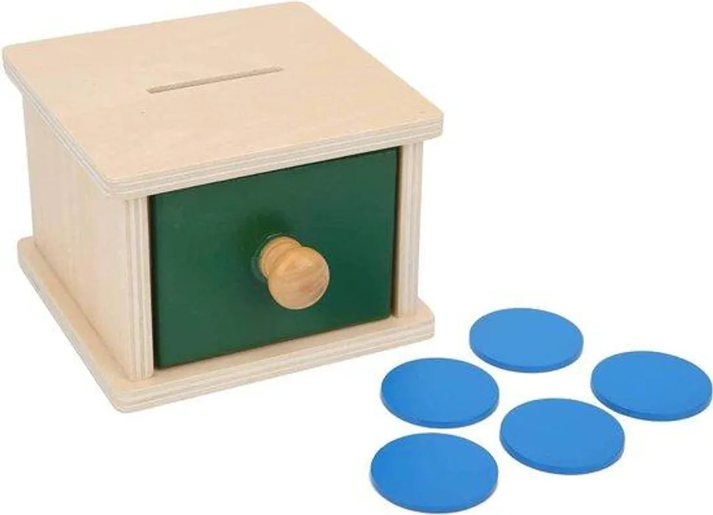 Jouet d'éveil Montessori : Boîte en bois avec poutres et blocs gaufres