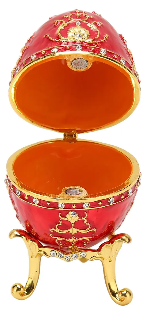 Boîte à bijoux œuf rouge protectrice en métal pour éviter la poussière