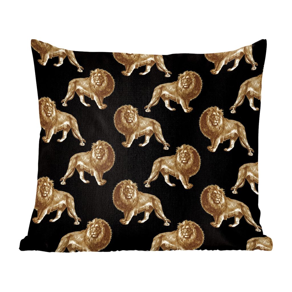 MuchoWow Zierkissen Sofakissen Wohnzimmer Dekokissen 50x50 cm Muster - Löwe - Gold - Schwarz - Komfort - Sofakissen