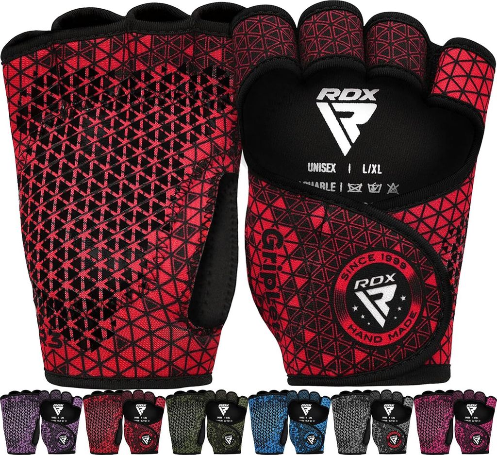 RDX Gewichtheben Handschuhe Griffe, Workout Gym Fitness, belüftet Anti-Rutsch Open Back Gripper, Deadlift Krafttraining HIIT Übung, Frauen Männe...