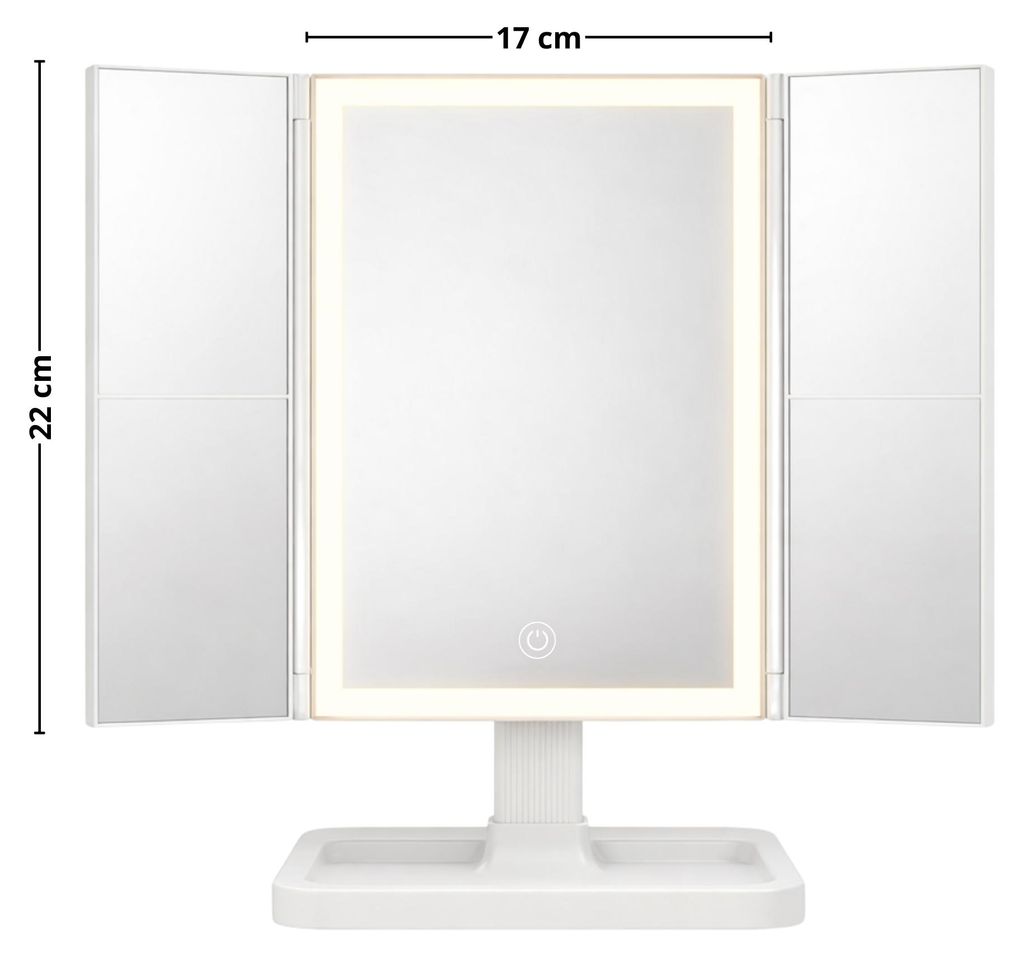 Skladacie kozmetické zrkadlo na líčenie biele 22x17 cm s Obrázok produktu  Obrázok generovaný UI
