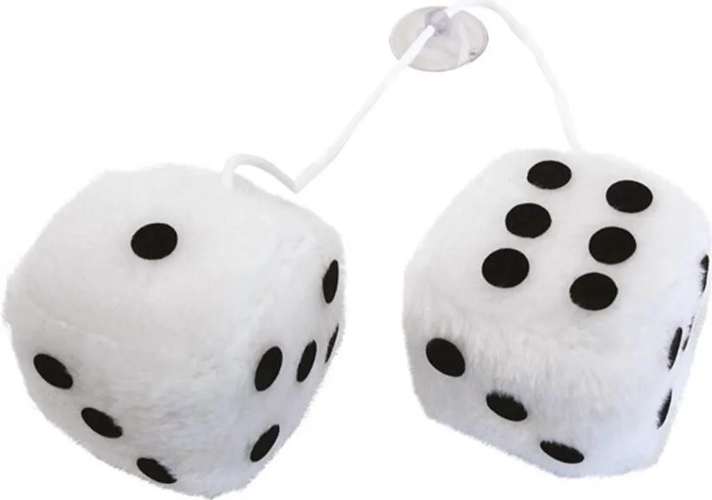 Cubi in Peluche Bianco per Auto - Dadi Pelosi Vintage Specchietto 7cm