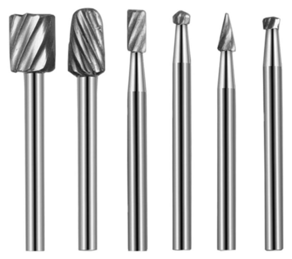 INF Frezy rotacyjne z węglika wolframu 6 szt. – srebrne Zdjęcie produktu 