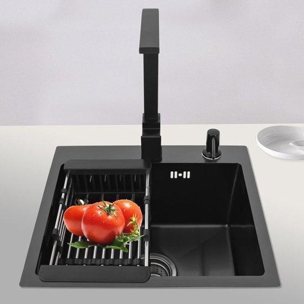 Ein schneller Einbau rohrloser Badezuber mit Abfluss und 360-Grad-Düse - 40 x 45 cm schwarz