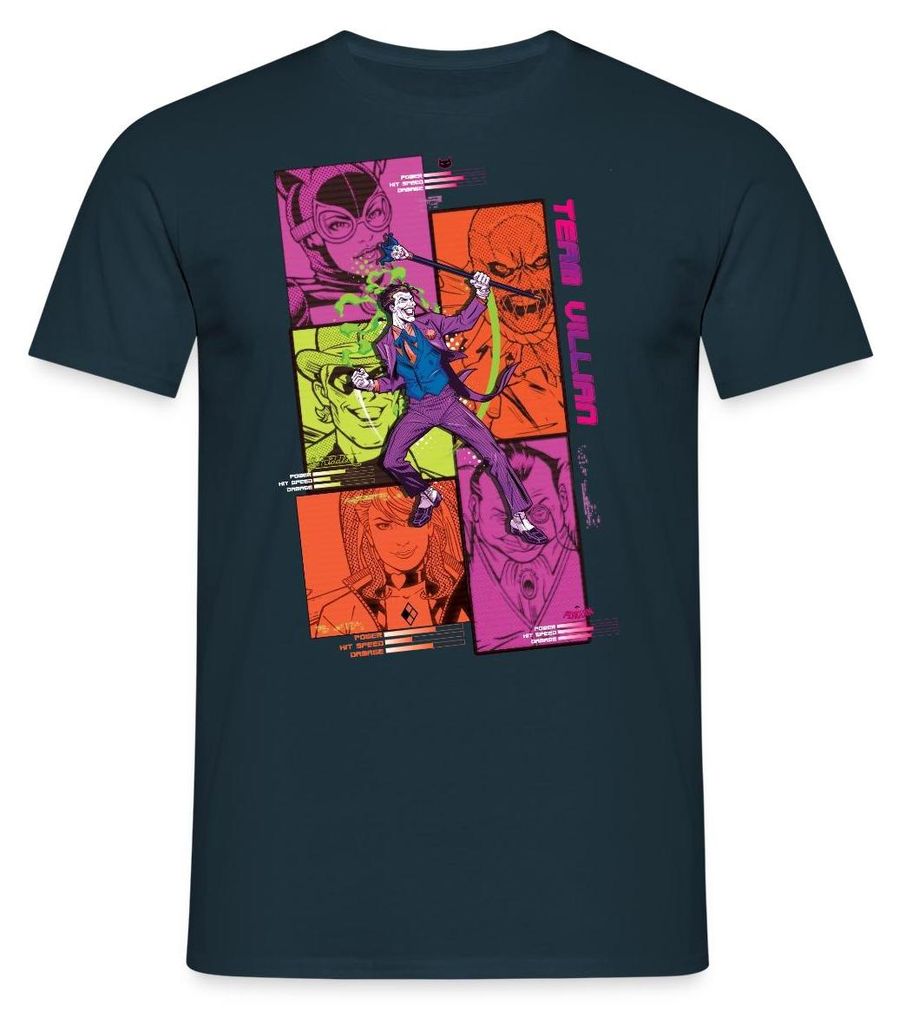 Spreadshirt Batman Team Villain Mit Joker Und Comic-Panels Männer T-Shirt, L, Navy