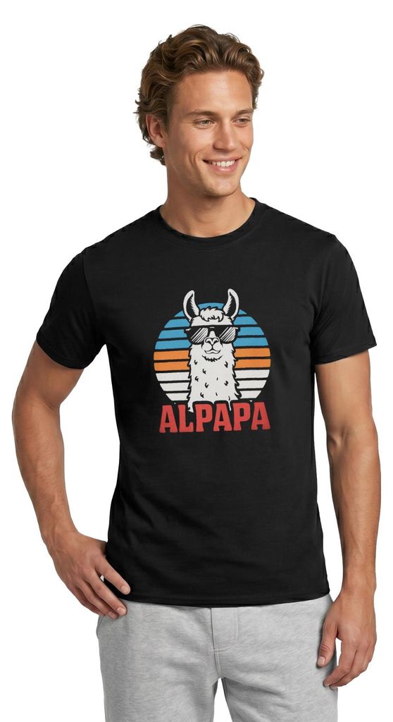 Spreadshirt Alpapa Cooles Alpaka Dad Männer T-Shirt, XXL, Schwarz