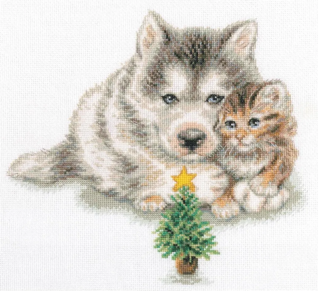Kit Point de Croix Compté RTO Bons Amis 24x22cm Broderie Décorative