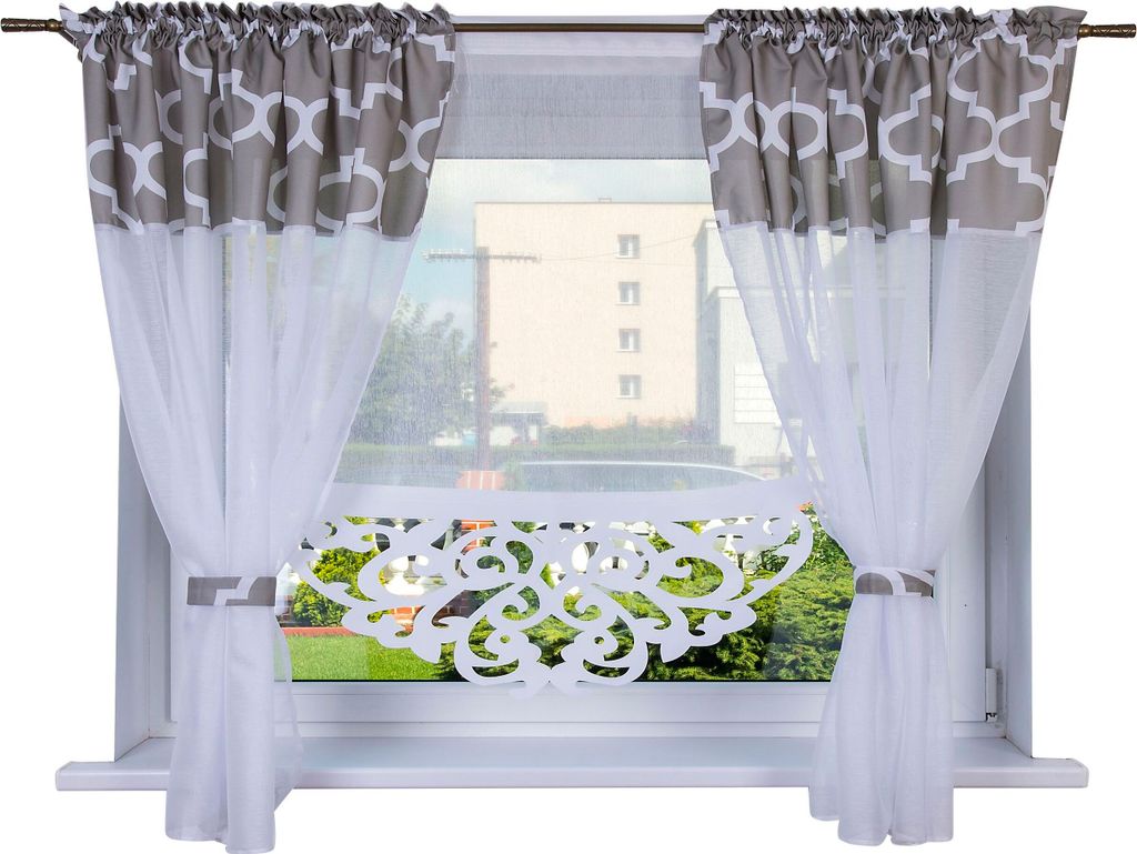 THAILAND Vorhang SET 250x160 MAROKKO, Hellgrau