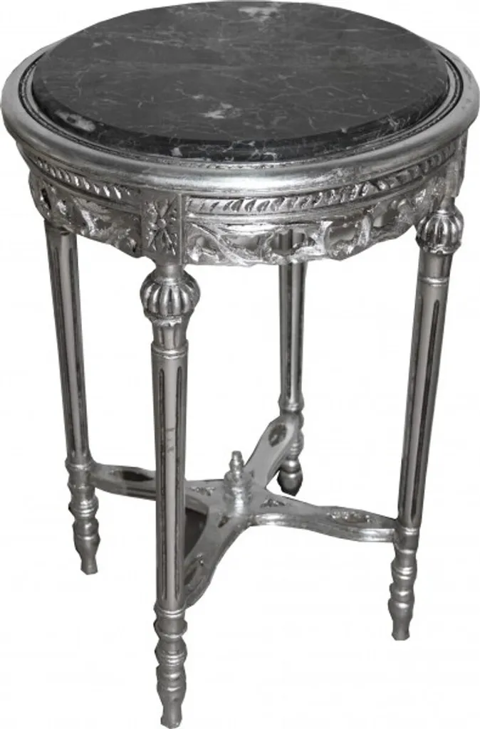 Sublimez votre entrée avec cette table ronde baroque argentée 73 cm