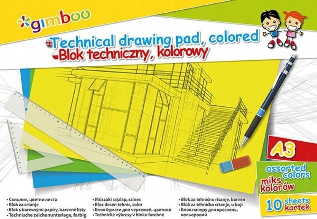 Farebné výkresy Gimboo A3, 150 GSM ,10 listov