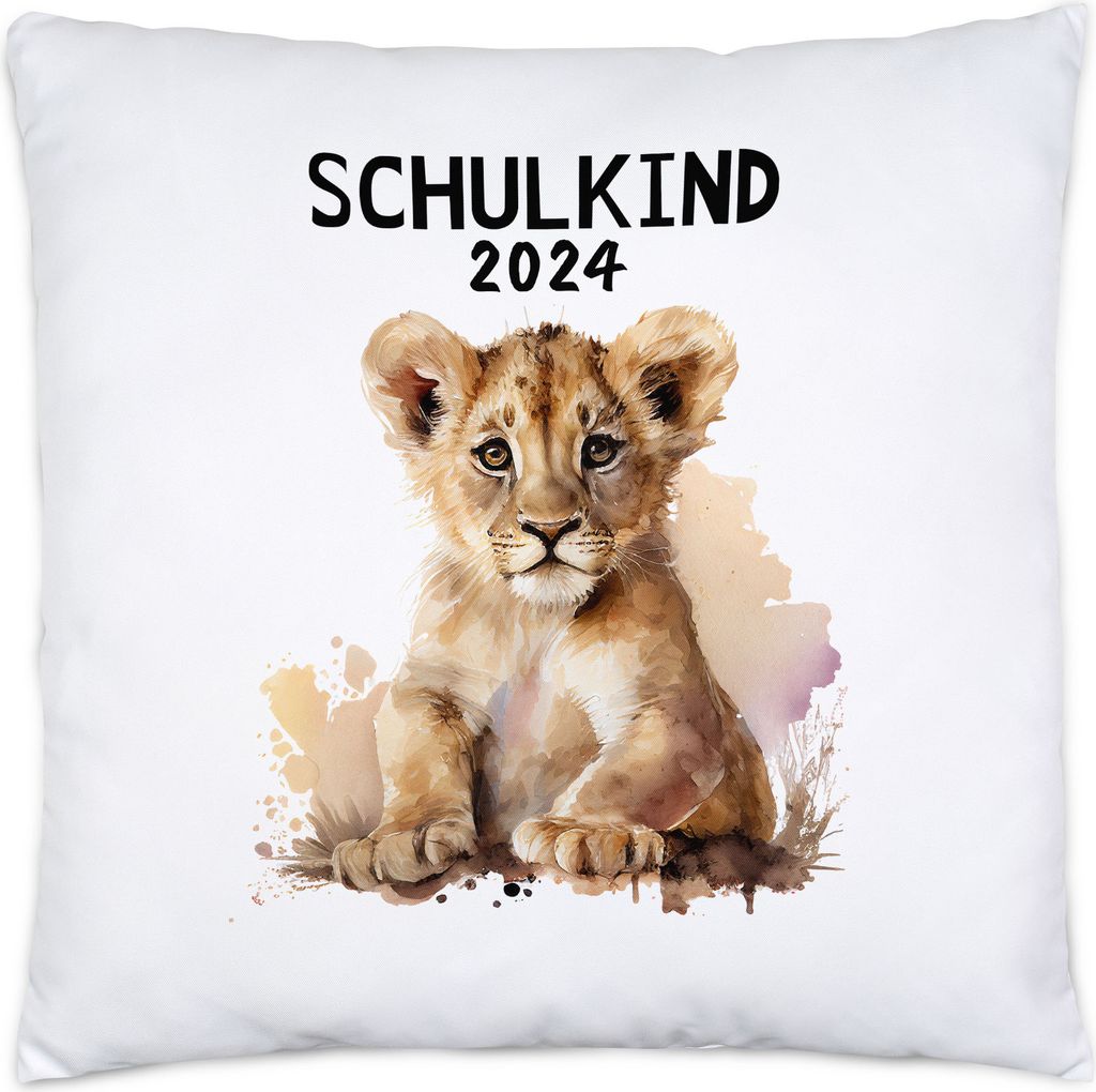 Schulkind 2024 Löwe Kissen Inkl. Füllung 1. Schultag Nichte Neffe Patenkind Schulanfang Schuleinführung