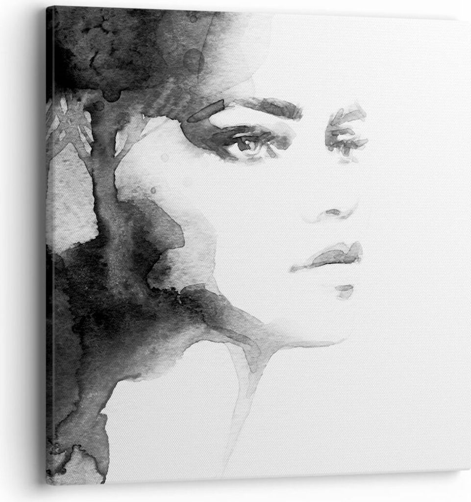 Bild auf Leinwand - Leinwandbild - Porträt Malerei Frau Gesicht - 40x40cm - Wand Bild - Wanddeko - Leinwanddruck - Bilder - Kunstdruck - Wanddekor...