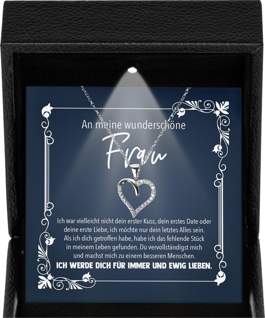 22Feels Ehefrau Geschenk Hochzeitstag Damen Schmuck - Silber 925/000 Herz Halskette - Frauen Schatz Valentinstag Geburtstag Weihnachten - Romantisc...