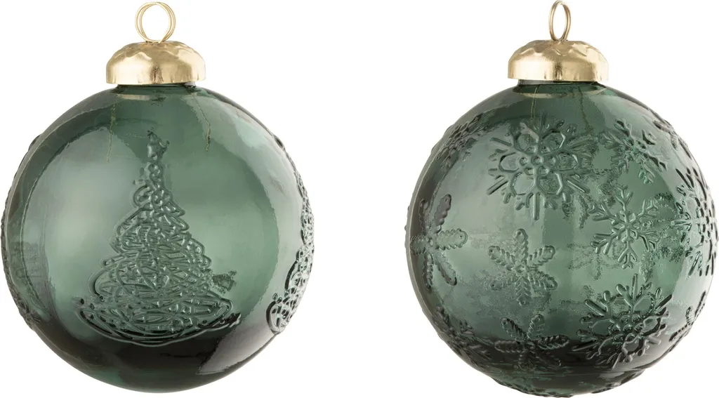 Boule de Noël en Verre Vert Foncé J-Line - Ornement Sapin Haut de Gamme