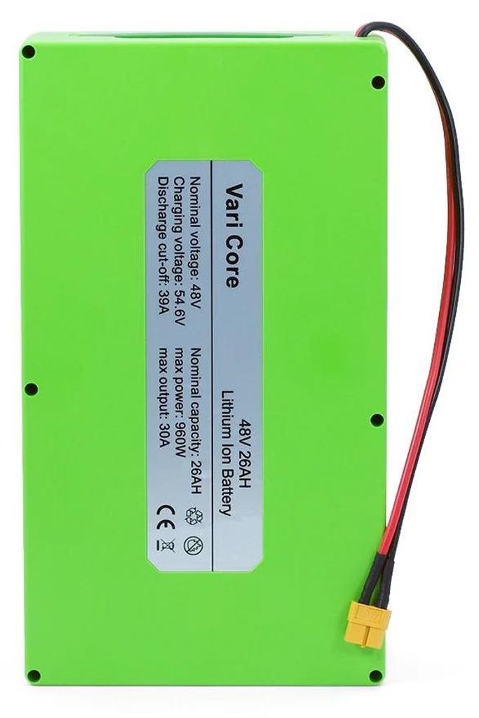 48V 26Ah 18650 Lithium-Ionen-Akku - Akku-Pack - Für 800–2000W E-Bike/E-Scooter/Elektrowerkzeug - Integriertes 30A BMS - XT90 Stecker - 25×14×7...