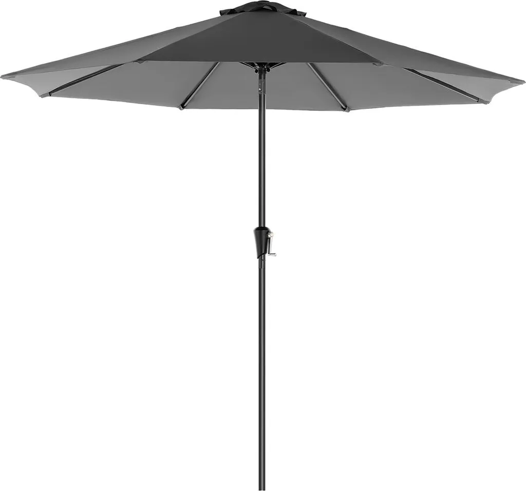 Parasol Ø 300 cm Gris Manivelle de Précision et Toile Anti-UV Haute Qualité