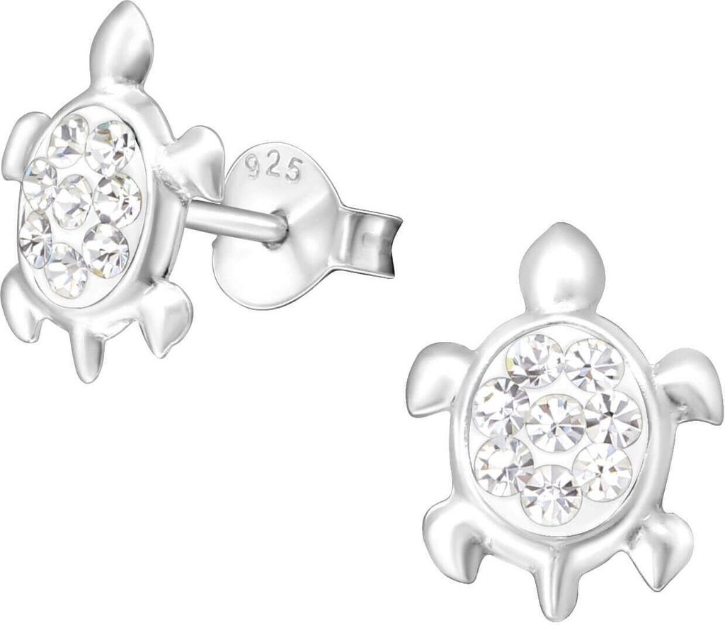 925 Sterling Silber Ohrstecker Schildkröte Farbe - Weiß