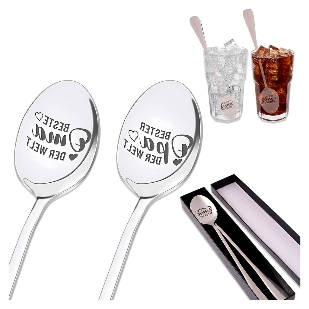 Geschenk für Oma und Opa, 2 Kaffeelöffel mit Gravur, ideales Geburtstagsgeschenk, Ostergeschenke, Weihnachtsgeschenke