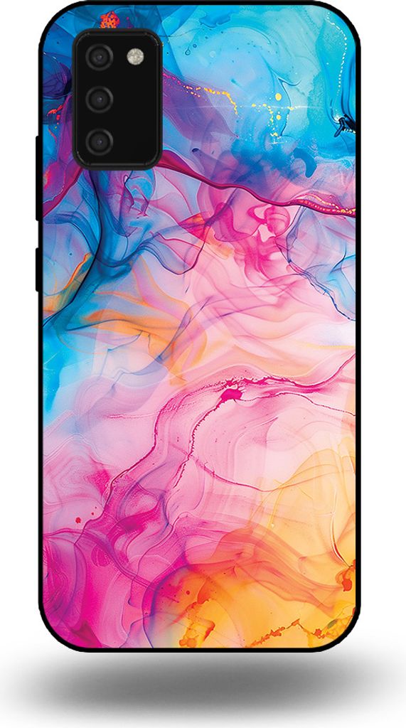 Smartphonica Telefon Fall geeignet für Samsung Galaxy A03s mit Regenbogen Acryl Marmor Druck - TPU Backcover Fall Regenbogen Acryl Marmor Design