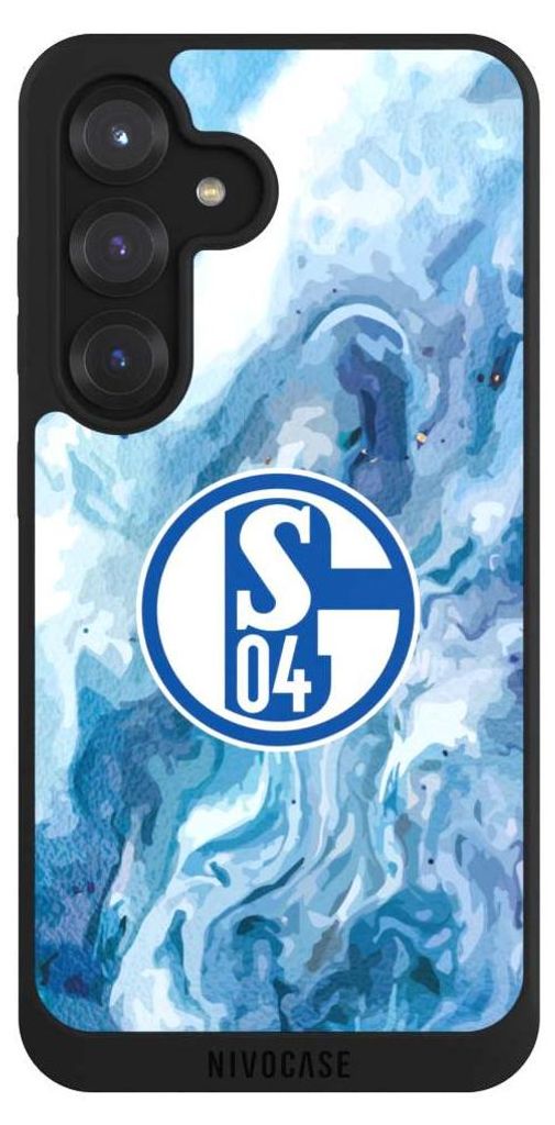 NIVOCASE Handyhülle für Samsung Galaxy S25 Hülle NIVOpure Case Schwarz FC Schalke 04 Fanartikel Logo