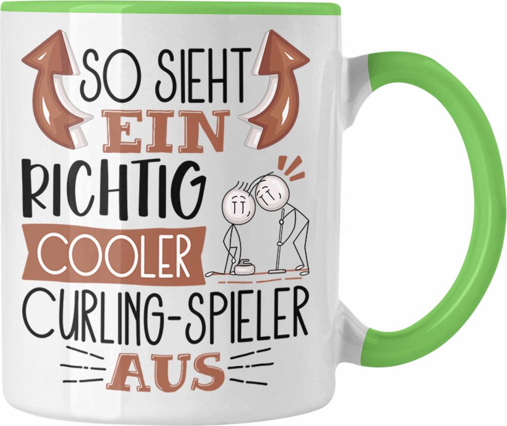 Trendation - So Sieht Ein Richtig Cooler Curling-Spieler Aus Geschenk Tasse Lustiger Spruch Geschenkidee (Grün)