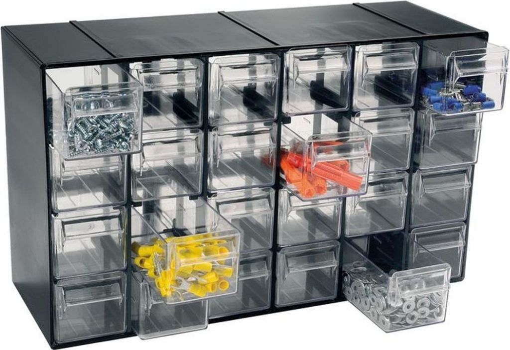Kleinteilemagazin Sortimentskasten 24 Fach Sortierkasten für Kleinteile Organizer Schrauben Sortierbox Sortimentsboxen Sichlagerkasten