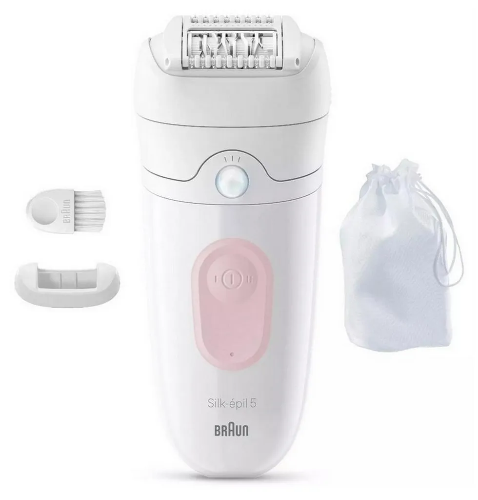 Épilateur électrique Silk-épil 5 Braun étanche avec mode Wet and Dry blanc