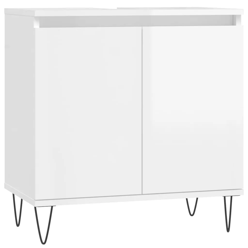 vidaXL Mobile Bagno Bianco Lucido 58x33x60 cm - Sottolavabo Salvaspazio