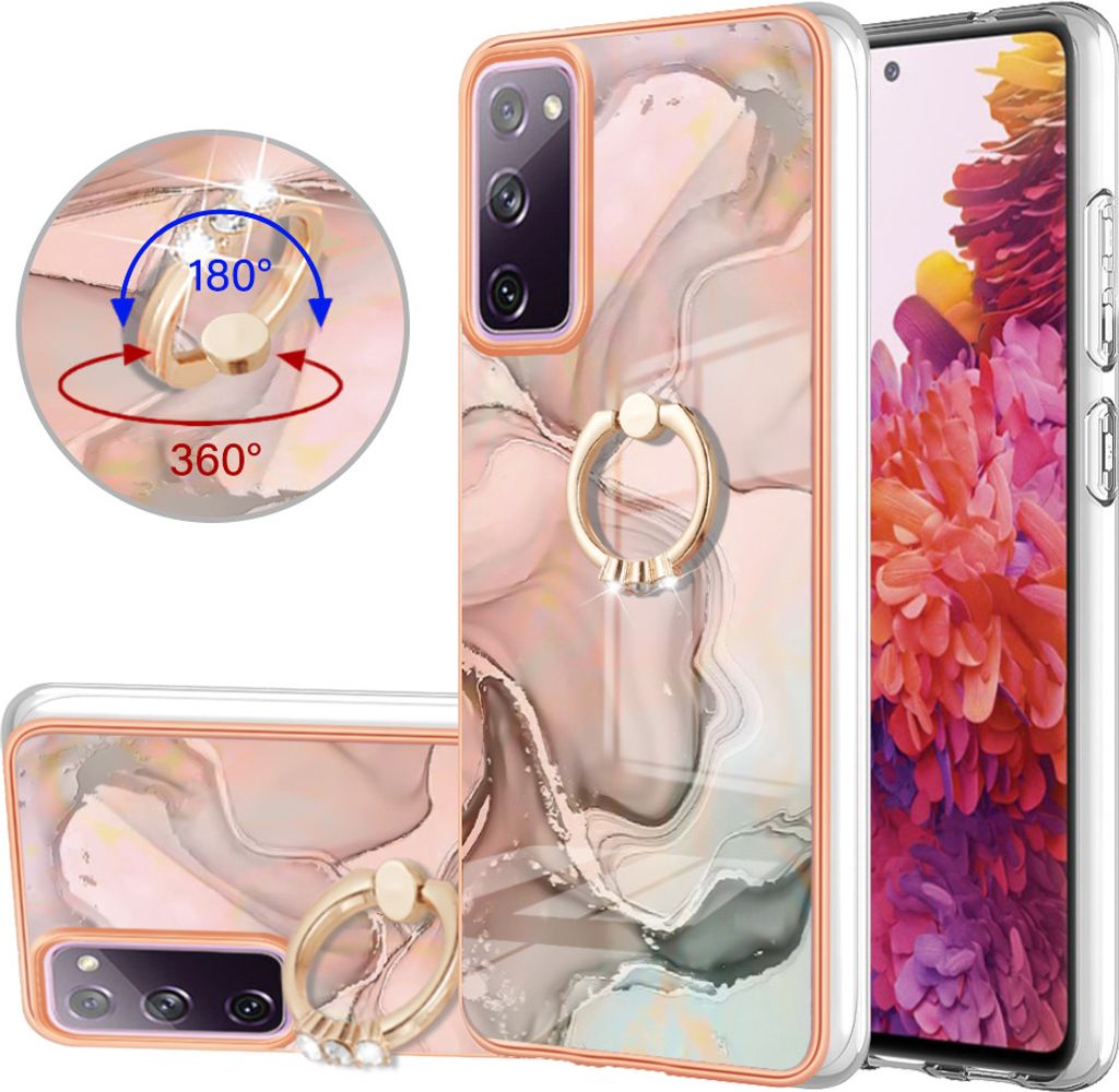 Galaxy S20 FE Hülle, Muster TPU Silikon Stoßdämpfer Bumper Schutzhülle mit Ring Ständer für Samsung Galaxy S20 FE 5G 2022 Crème
