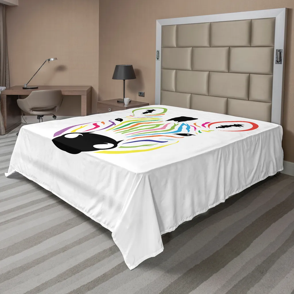 Drap de lit Anti-plis et Doux Motif Zèbre 275x260 cm Finition Impeccable
