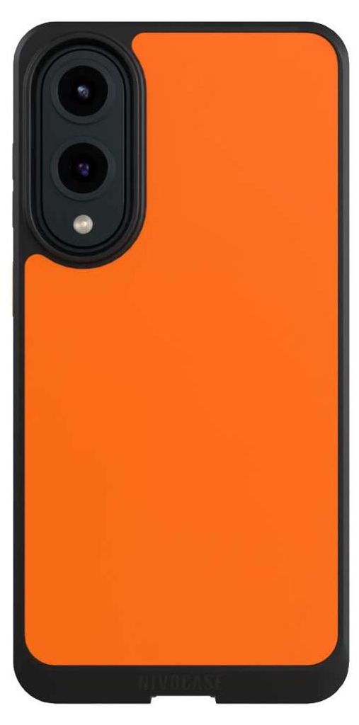 NIVOCASE Hülle für Samsung Galaxy S25 Edge Handyhülle NIVOcore Case Schwarz Farbe einfarbig orange