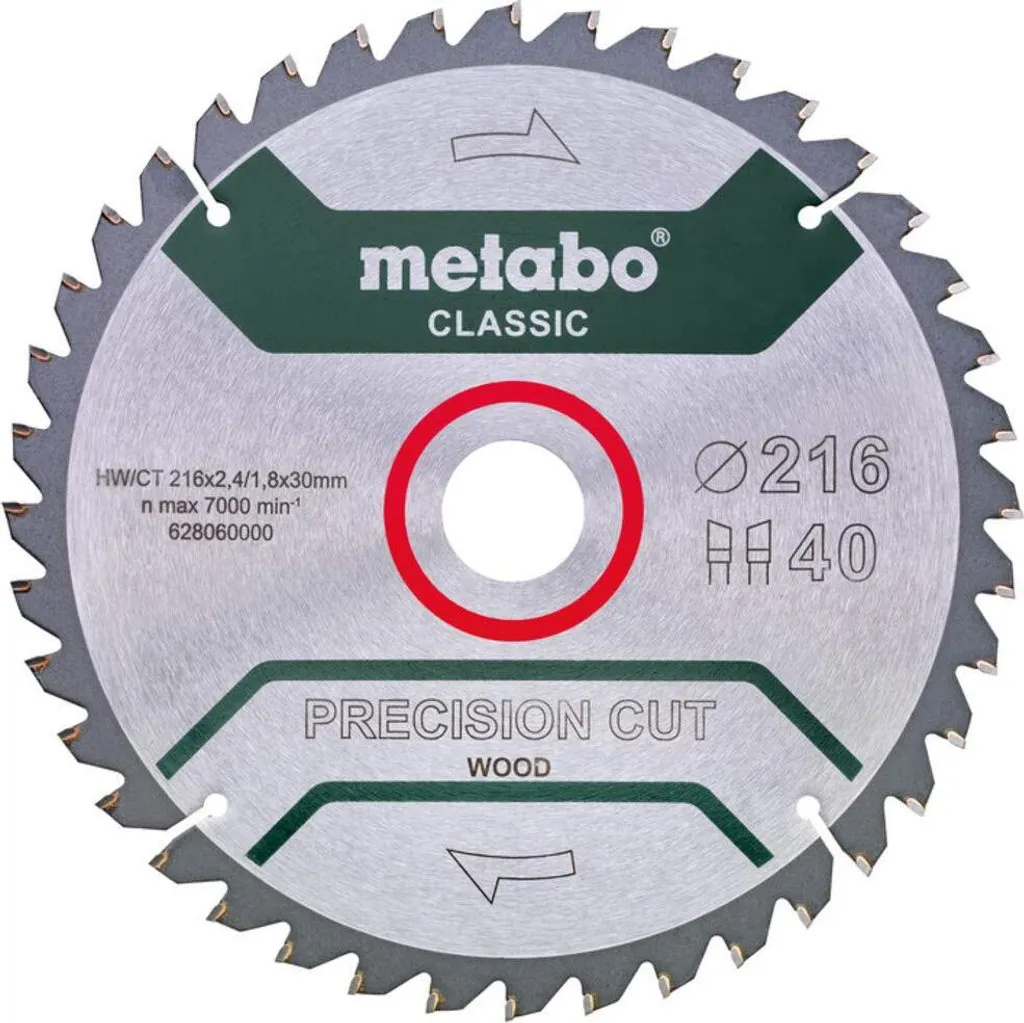Lame Metabo Precision Cut Wood avec denture carbure pour bois dur