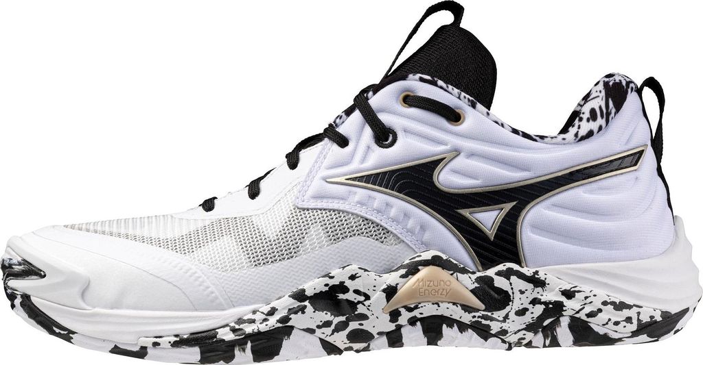 Mizuno Wave Momentum Elite - white/black/ge gold, Größe:7.5