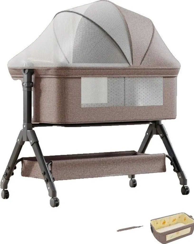 Berceau Anti-Moustique X3-KHAKI : Solution Sommeil et Balancelle Apaisante