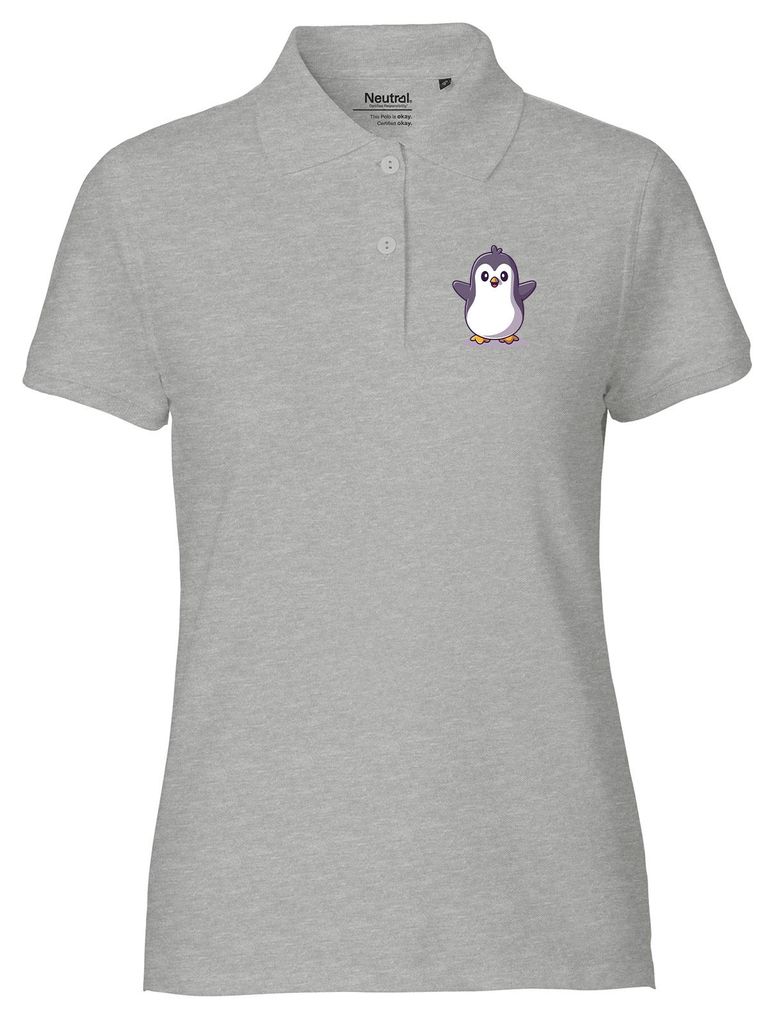 Huuraa Damen Polo Shirt Pinguin Comic S Sport Grey Bio Baumwolle Fairtrade Poloshirt Geschenkidee