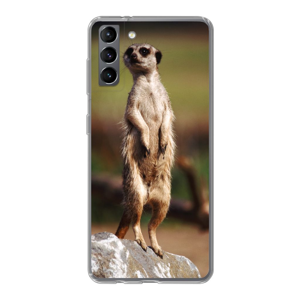 MuchoWow Handyhülle Schutzhülle Hülle für Samsung Galaxy S21 Plus Erdmännchen - Tier - Spiel Silikon Softcase Handy Hülle - Handy-Tasche