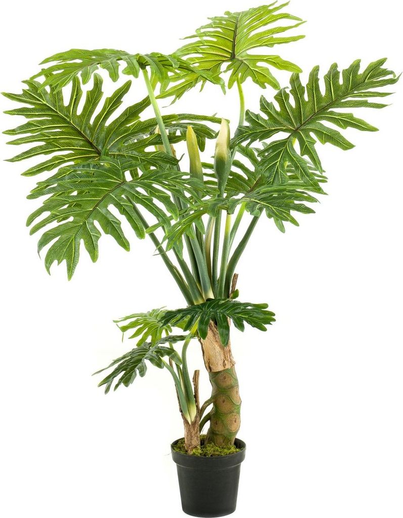 artplants.de Kunstpflanze Philodendron Selloum AYUNA, 130cm - Kunst Philodendron/Künstliche Zimmerpflanze