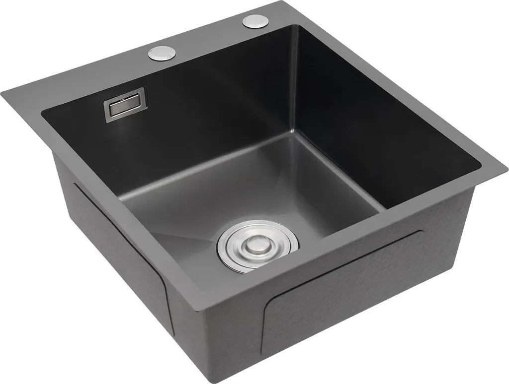 Évier rectangulaire noir inox à encastrer 50 cm pour petite cuisine