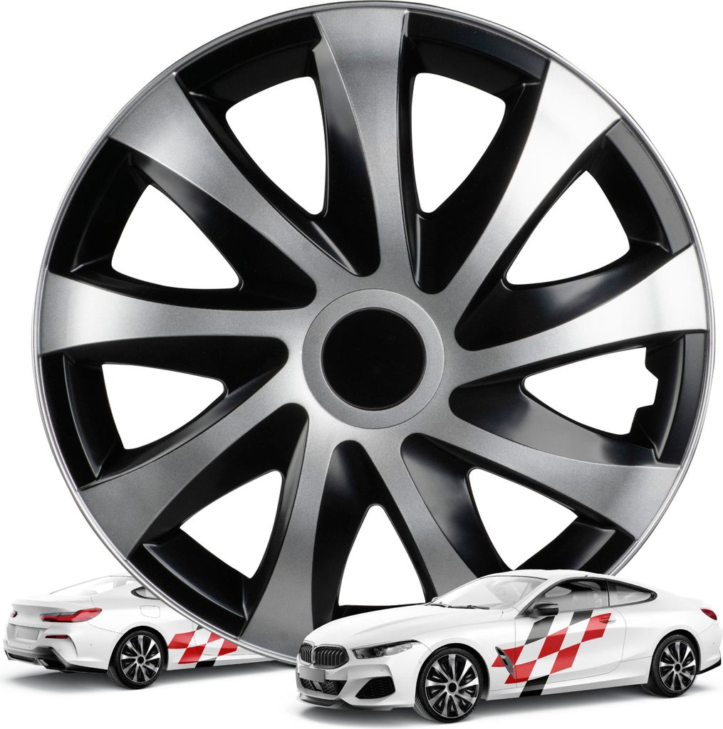 WALSER Premium Radkappen Storm Bicolor, 4er Set Radkappen Auszeichnung *, Radzierblenden 14 Zoll, Radblenden für Alufelgen Stahlfelgen, Auto Radzi...