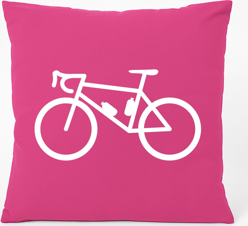 Huuraa Kissen Bike Fahrrad 40x40cm mit Füllung Fuchsia Baumwolle Dekokissen Geschenkidee