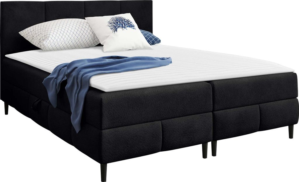 MIRJAN24 Boxspringbett mit zwei Bettkästen Box Best 2, Schlafzimmer Ehebett, Doppelbett mit Topper, Härtegrad H3 (Farbe: Coral 60, Größe: 120x2...