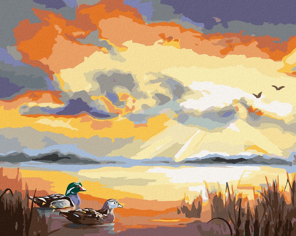 Zuty - Malen nach Zahlen - ENTE AUF EINEM SEE (D. RUSTY RUST), 40x50 cm, mit Keilrahmen (bereits gespannt)