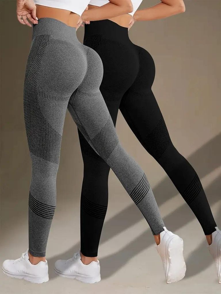2 Stück Damen Yoga Leggings Sporthose High Waist Stretch Obrázek produktu 
