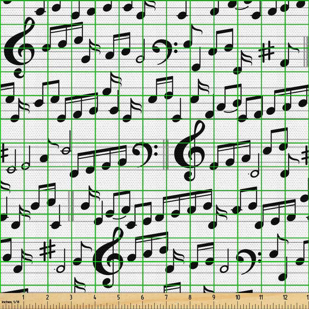 Tissu Imprimé Musique 3m x 148cm Design Abstrait Professionnel Noir