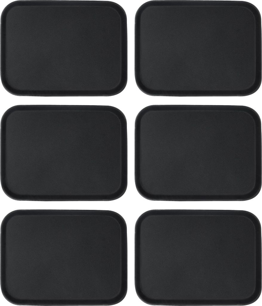 Argon Ta Rechteckige, rutschfeste Serviertabletts – 51 cm x 38 cm – Schwarz – 6 Stück