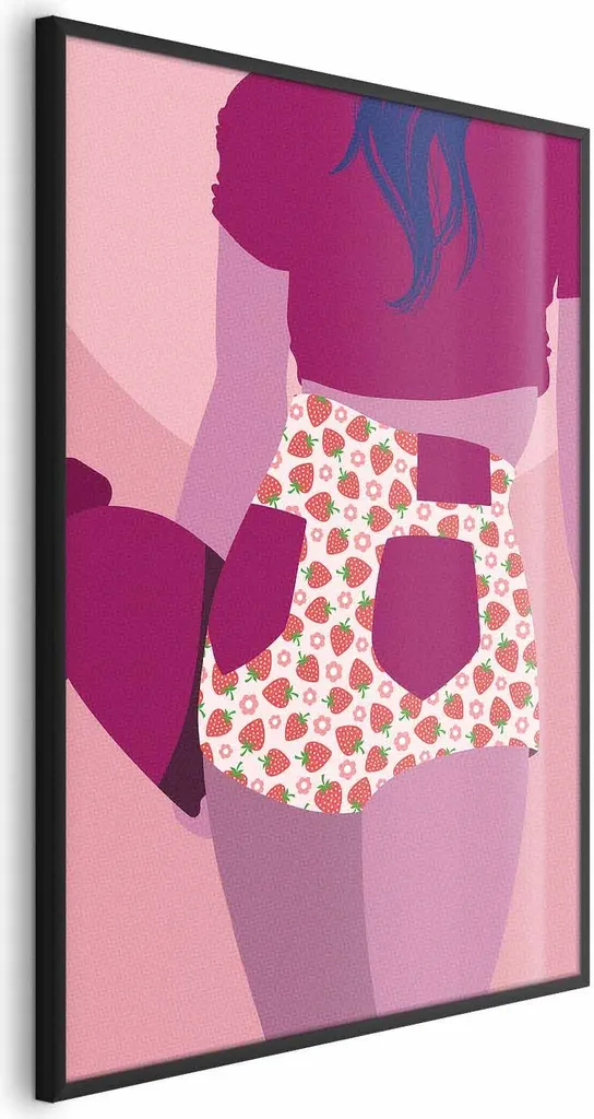 Poster Fragole 60x90 con Cornice Nera: Arredo Cucina e Soggiorno Chic