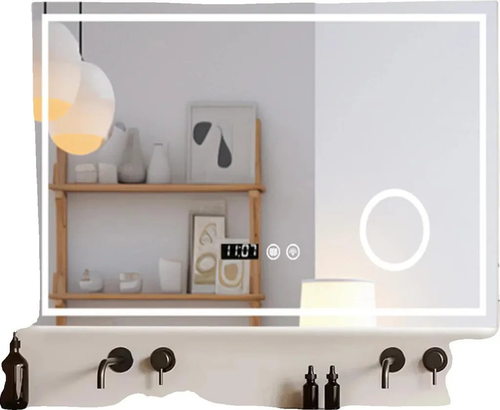 Miroir lumineux LED rectangulaire 80x60 cm pour salle de bain moderne