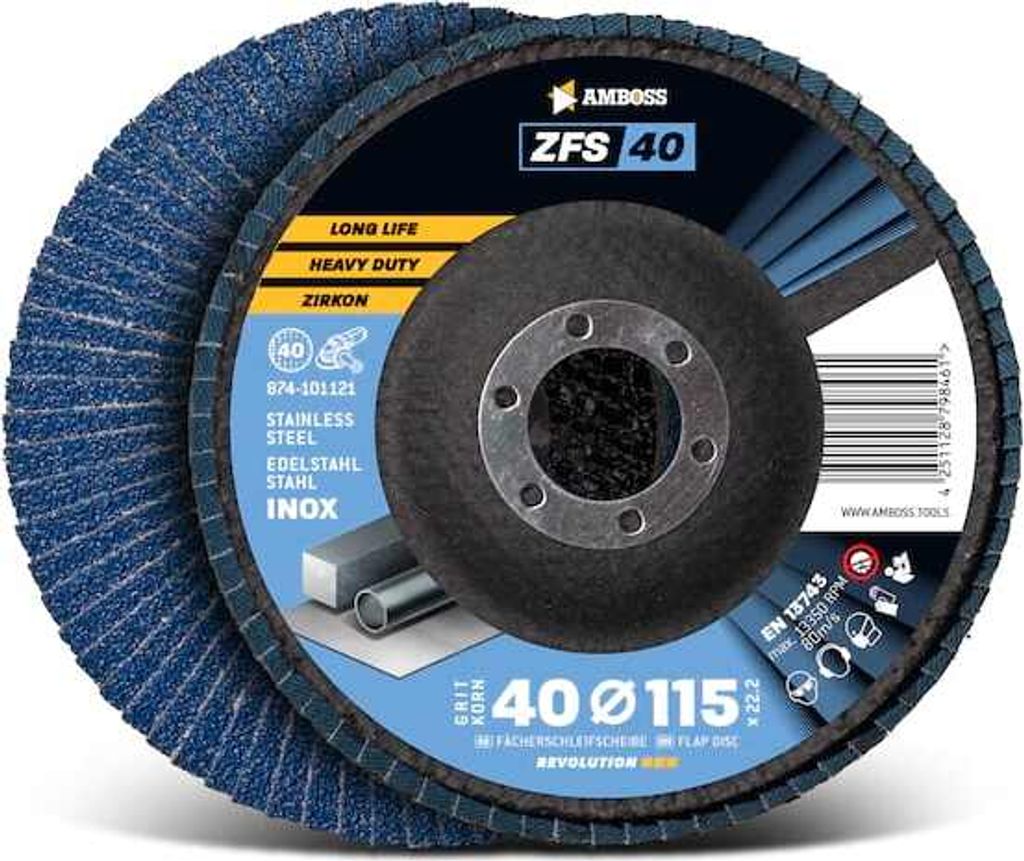 1x Amboss ZFS Fächerschleifscheibe Korn:40 Ø115mm Produktbild 