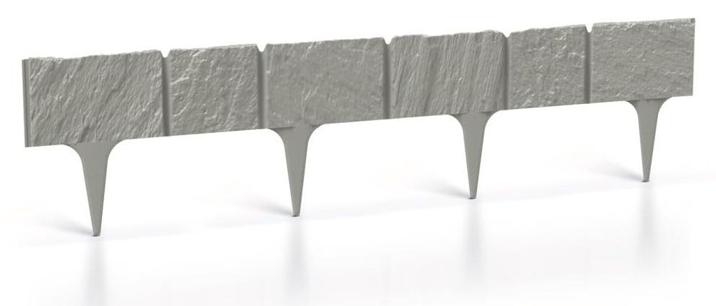 Rasenkante Stein-Optik 3,9m Grau, 5 Module, Beeteinfassung, Produktbild 