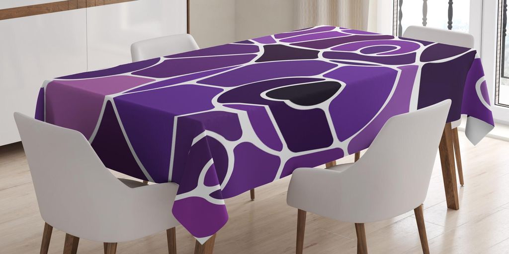 ABAKUHAUS Modern Tischdecke, Gewundene Formen von mutigen Blöcken in den verschiedenen purpurroten Schatten-grafischen abstrakten Anordnung, 140 x...